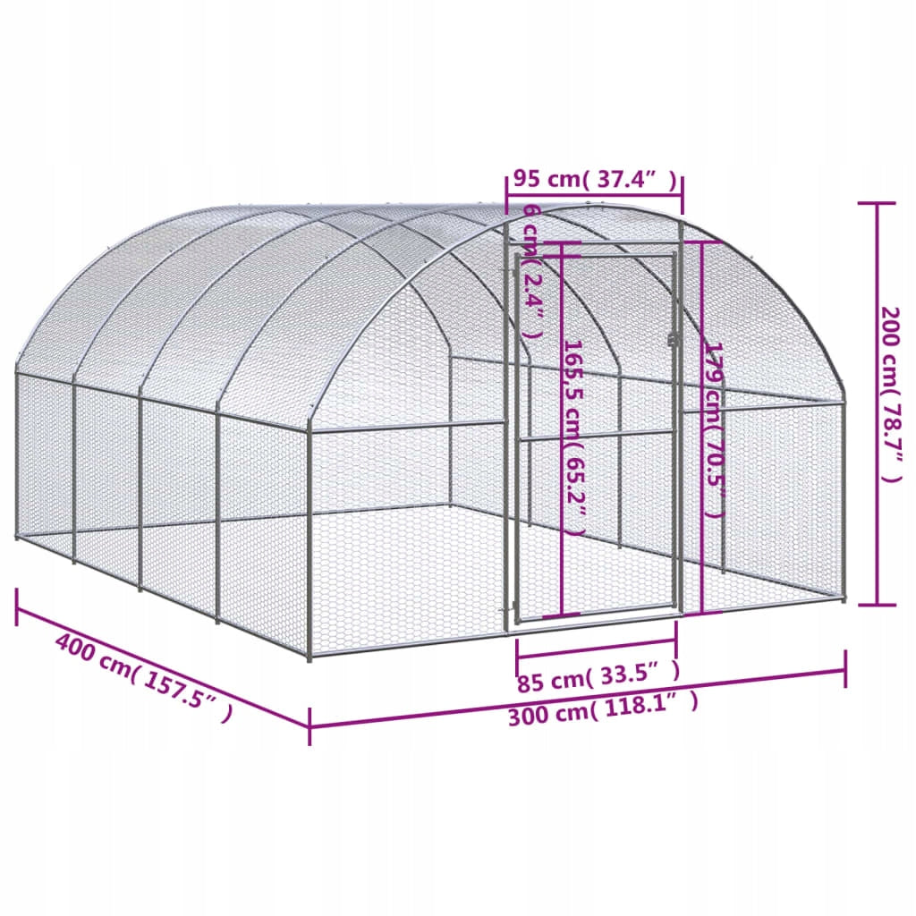 Playpen for Cat Dog 3x4x2 m, galvanized steel and Outdoor cage Length 300 cm