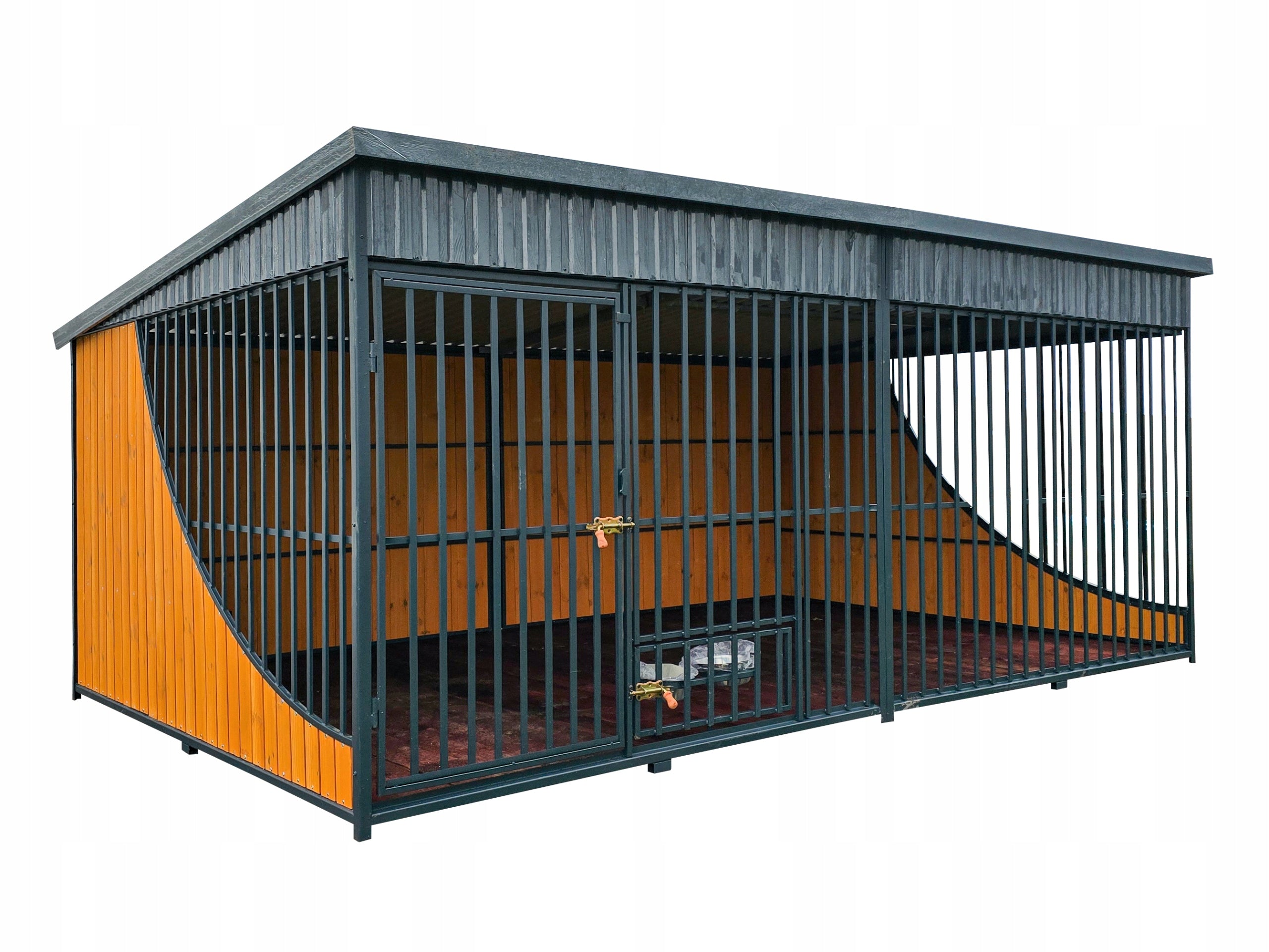 Playpen for big dog 4x2,5m Premium, graphite and golden oak, without kennel and floor