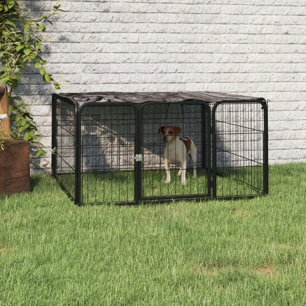 Playpen for dog, 4 panels, black, 100x50 cm, steel Product height 100 cm