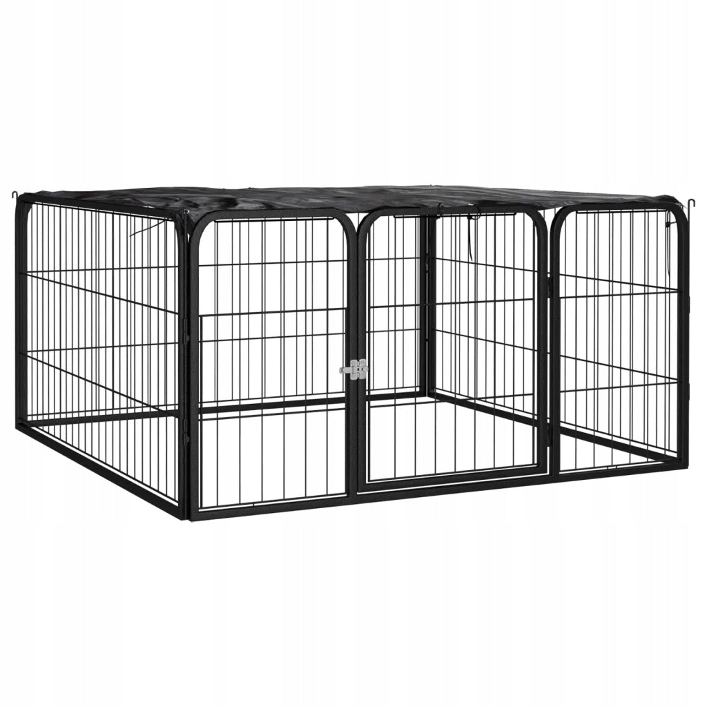 Playpen for dog, 4 panels, black, 100x50 cm, steel Product width 50 cm