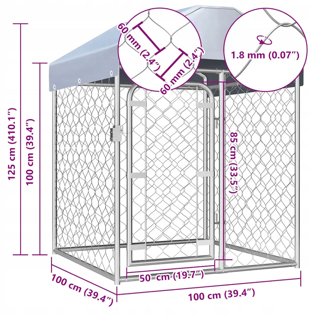 Playpen for dog with roof, 100 x 100 x 125 cm Kind playpen