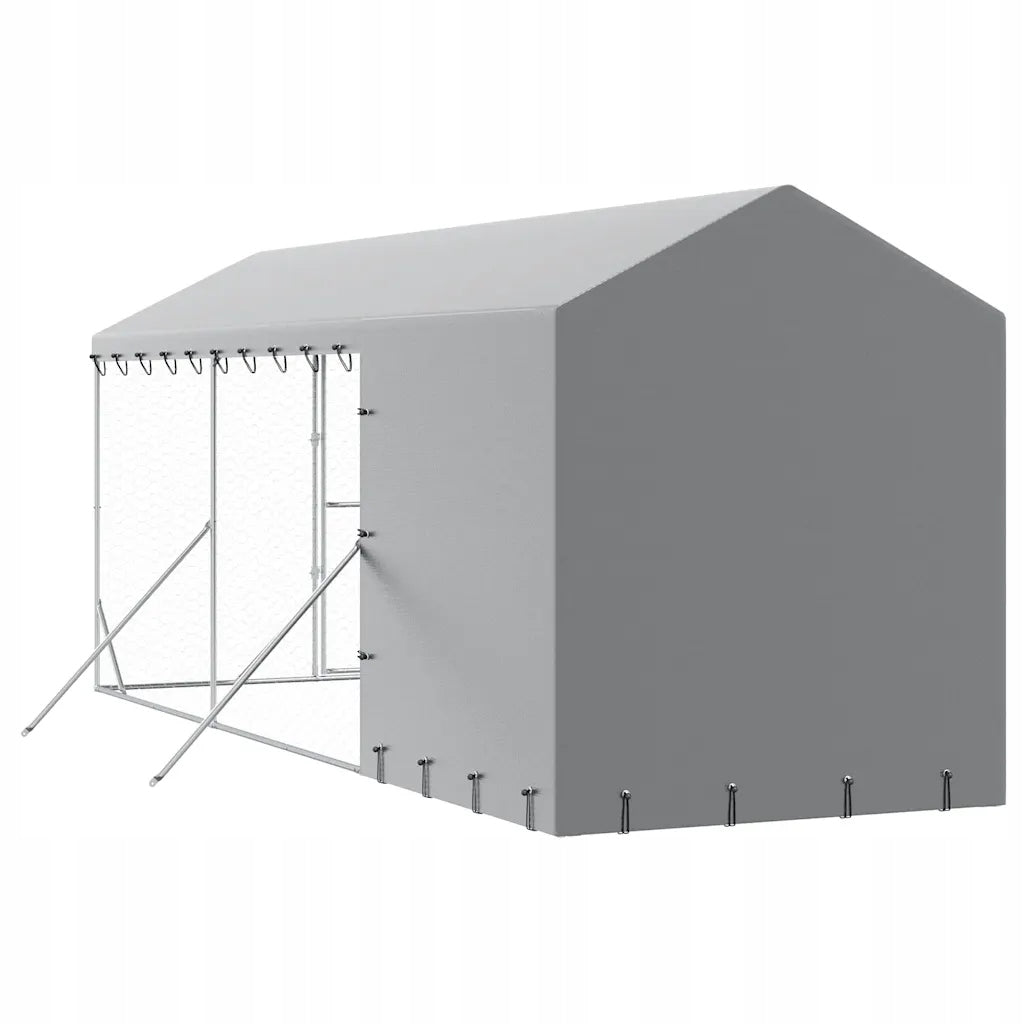 Playpen for dogs, with roof, silver, 2x6x2,5 m, galvanized steel Product height 250 cm