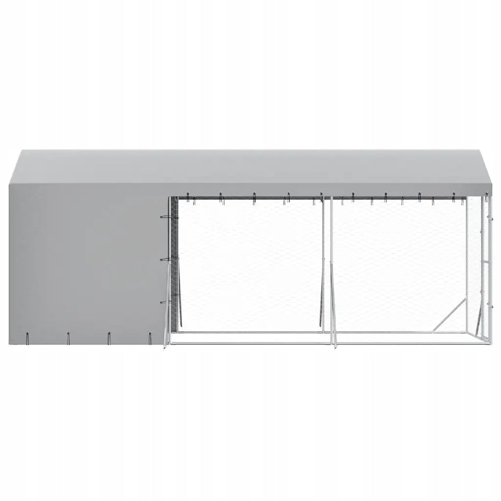 Playpen for dogs, with roof, silver, 2x6x2,5 m, galvanized steel Product width 200 cm