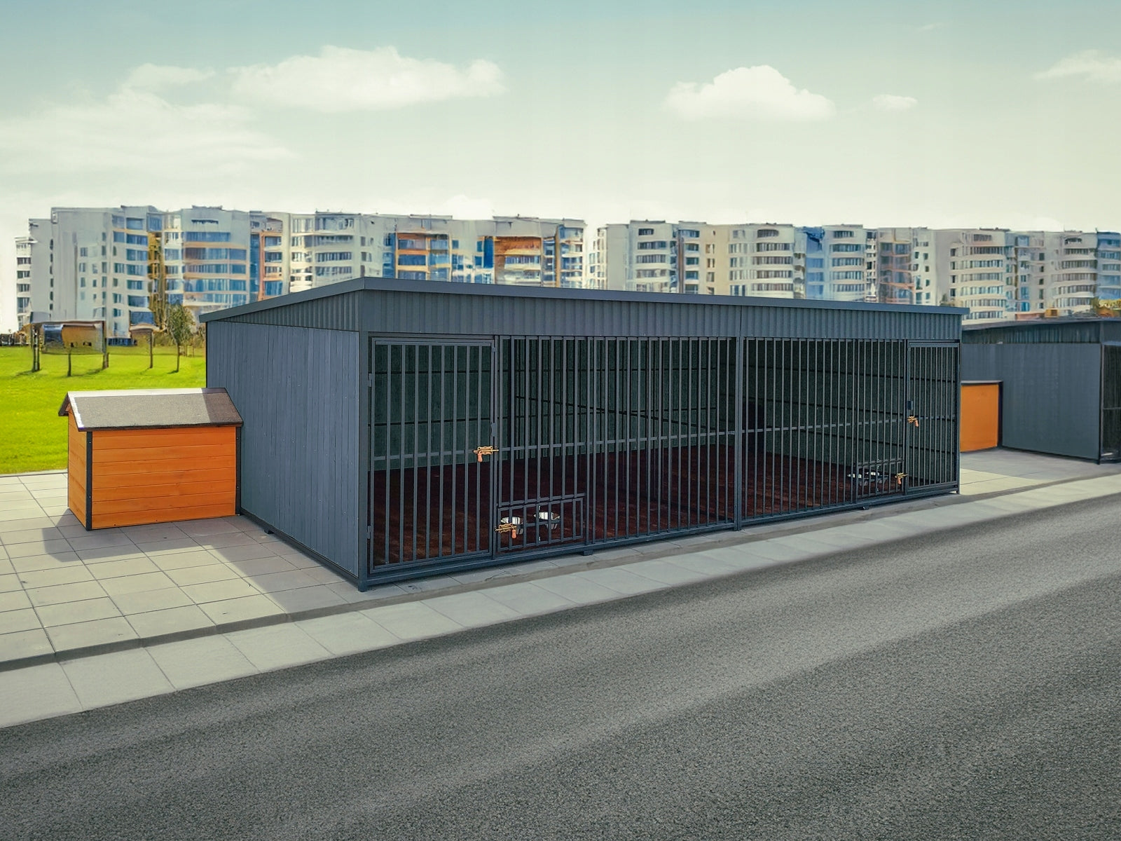 Playpen for large dogs 6x3m with wall and floor, imitation BALI Product height 170 cm
