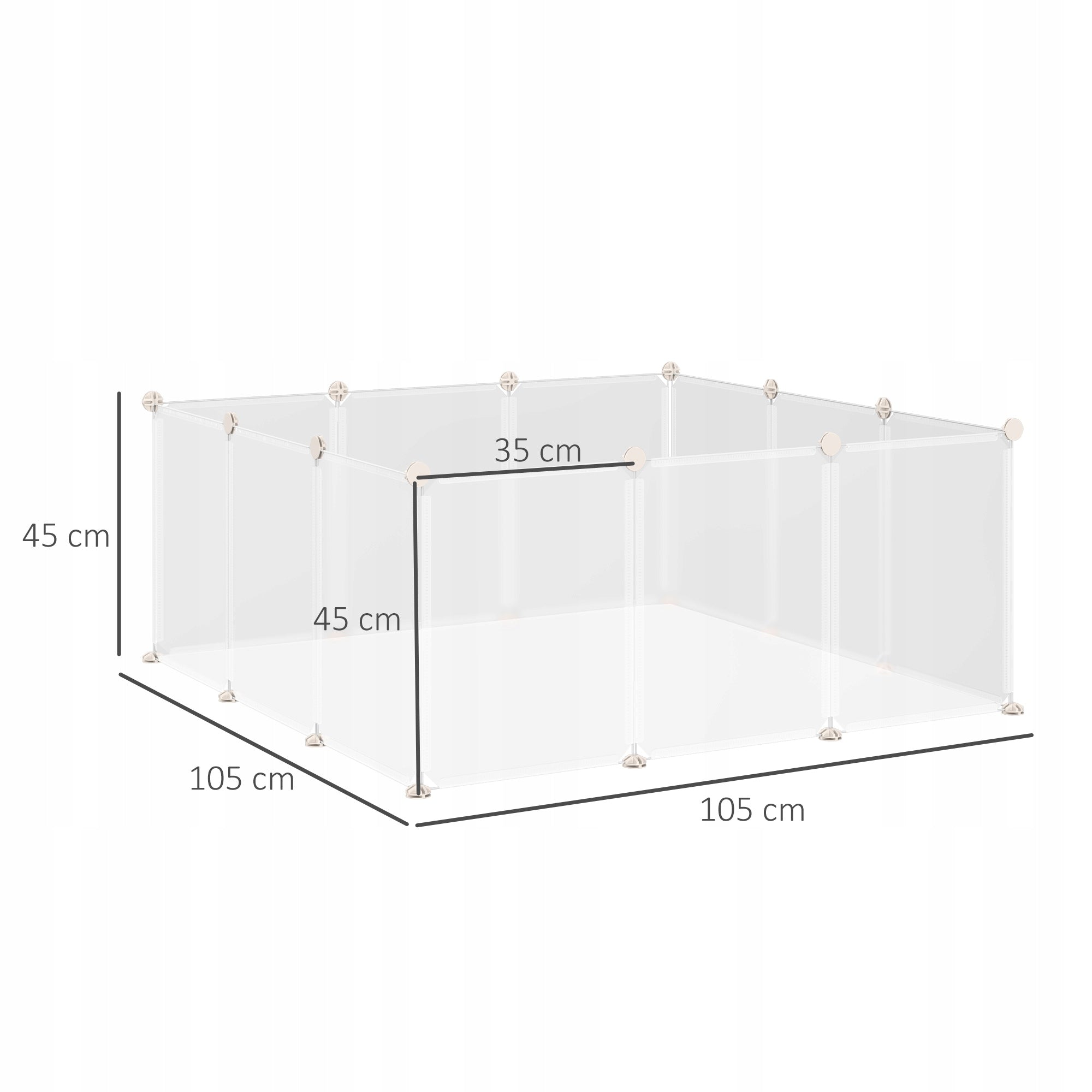 Playpen metal PawHut medium dog 105 x 105 x 45 cm Length 105 cm