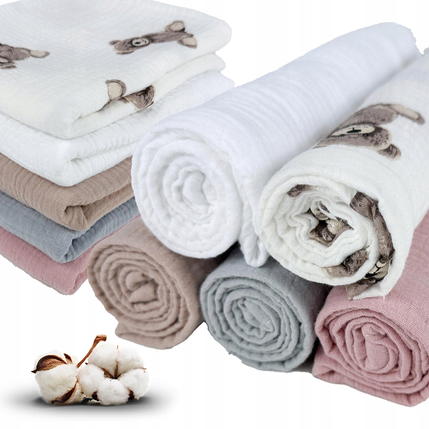 Plumeri Muslin diapers color set 5 pcs. 70x70 cm