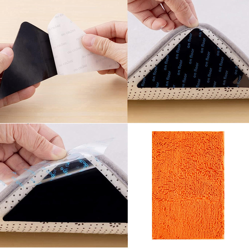 Plush Bathroom Rugs Orange Absorbent Non-Slip Product width 50 cm