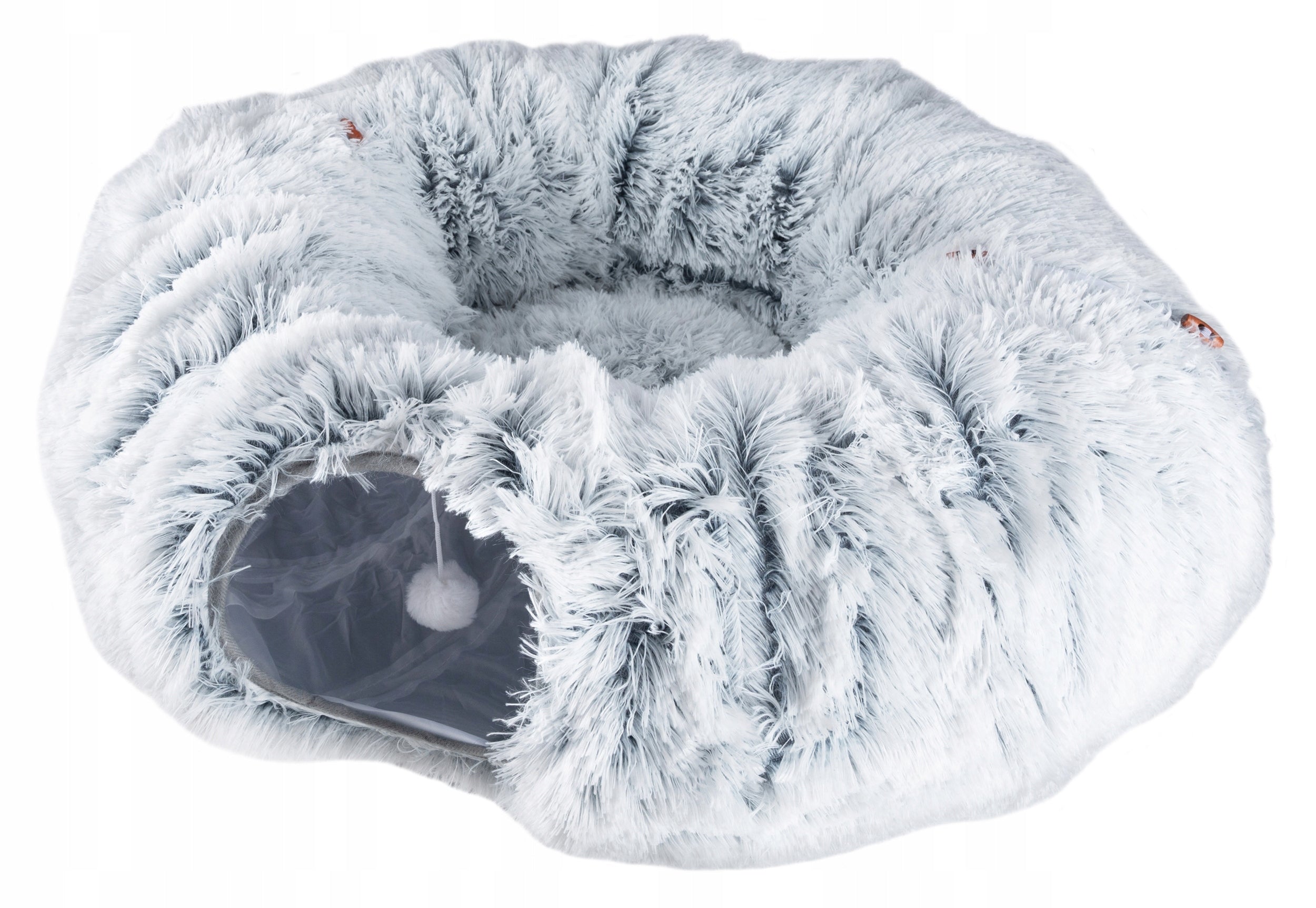 Plush Bed Dog Cat Pillow Soft Tunnel Cottage Toy 4in1 Color gray
