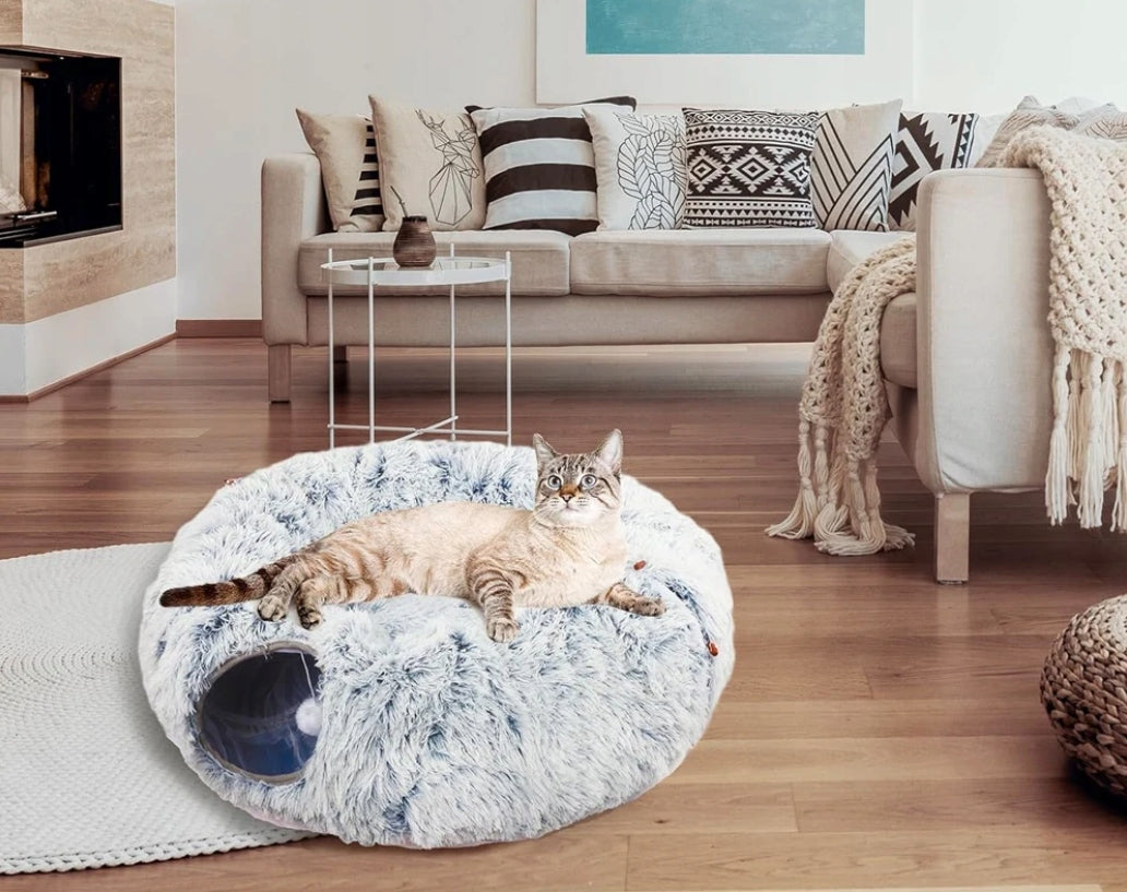 Plush Bed Dog Cat Pillow Soft Tunnel Cottage Toy 4in1 Manufacturer code ZW8I