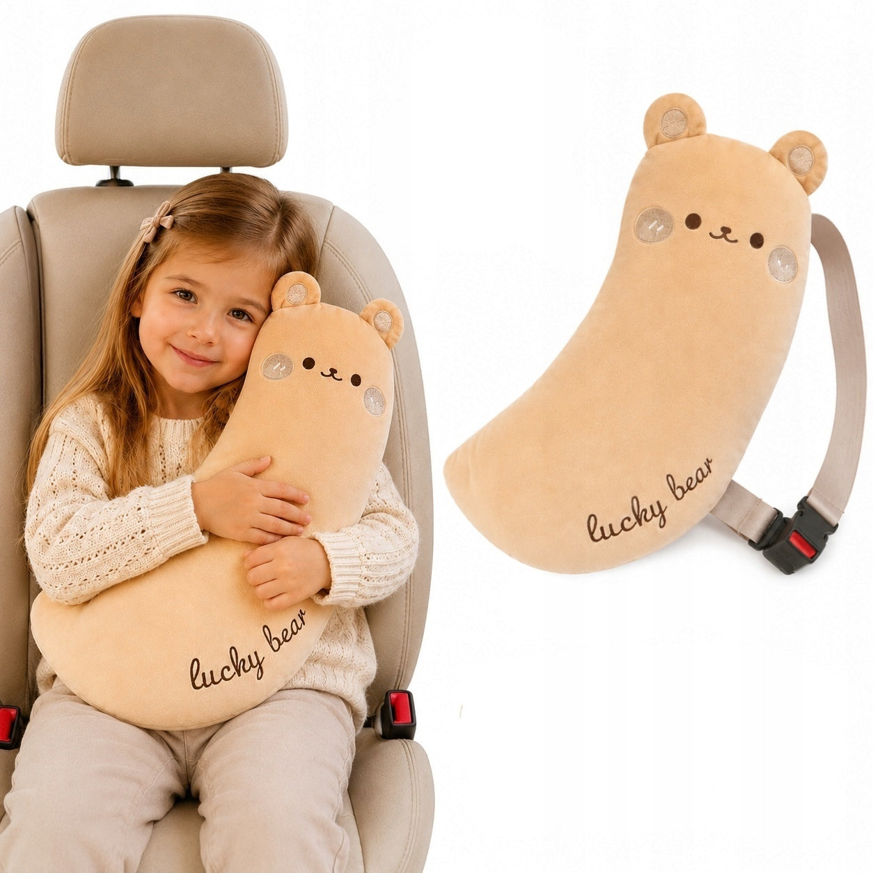Plush Safety Belt Pillow Soft Bear Plush For Car