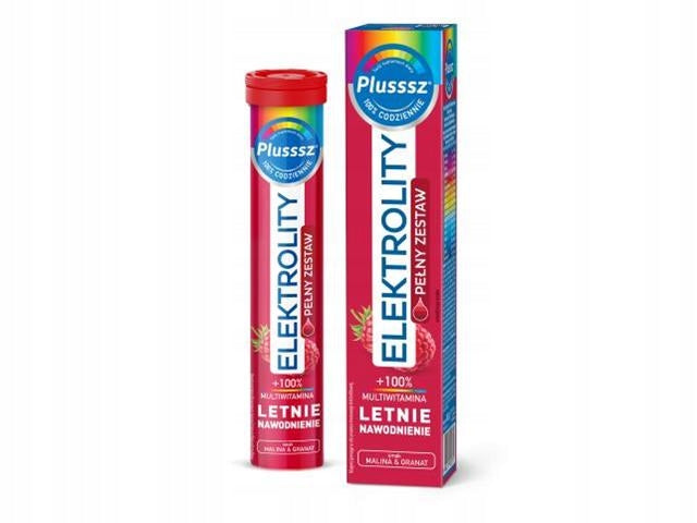 Plusssz Electrolytes + 100% Multivitamin Raspberry & Pomegranate 24 tablets