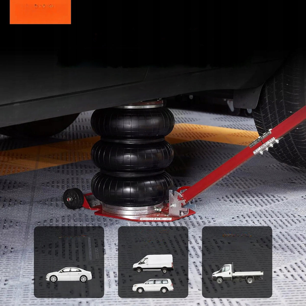 Pneumatic lift 3t for cars quick lifting 44.9cm red Maximum lifting height 450 mm