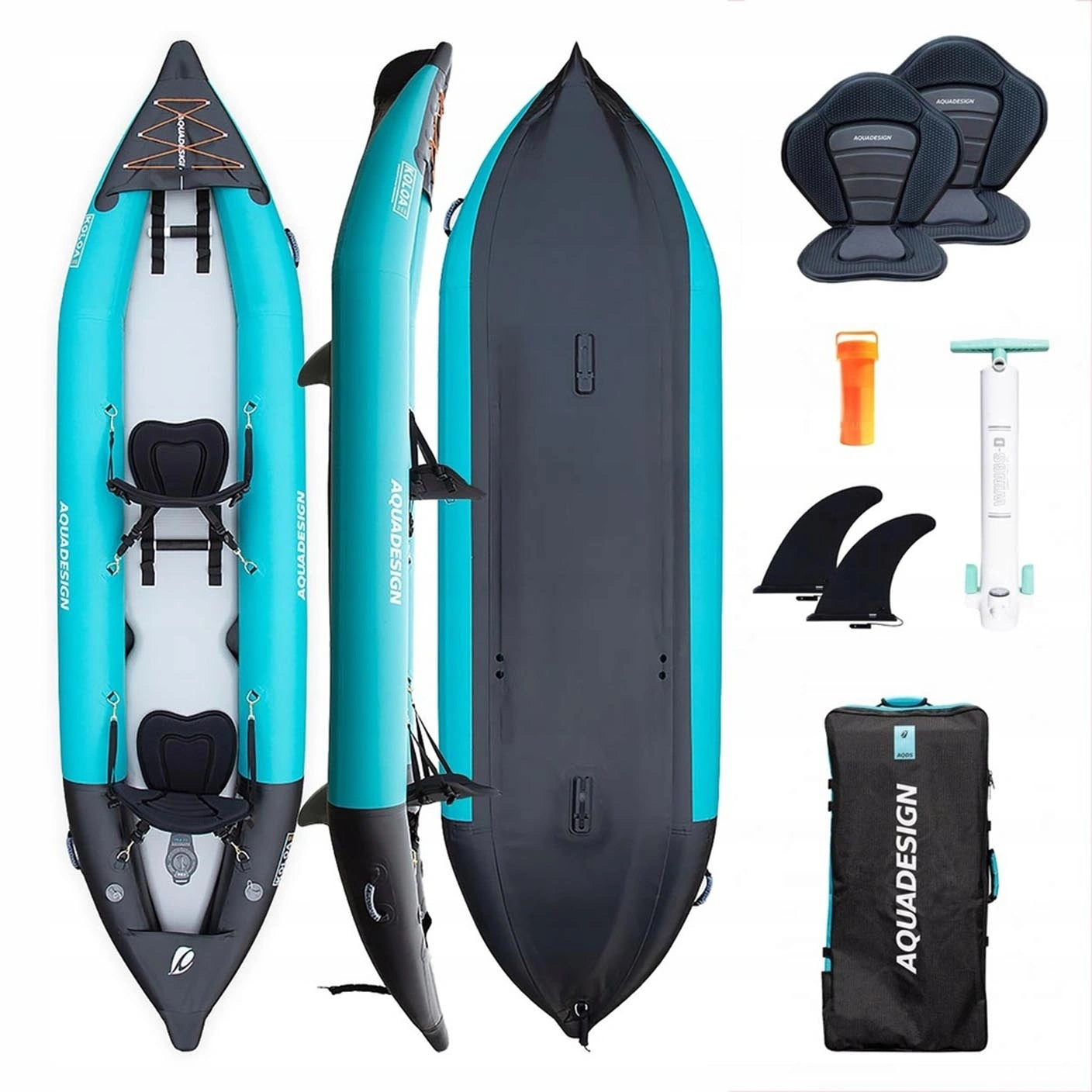 Pneumatic pumped kayak AQUADESIGN 2-person KOLOA 360 cm 215 kg