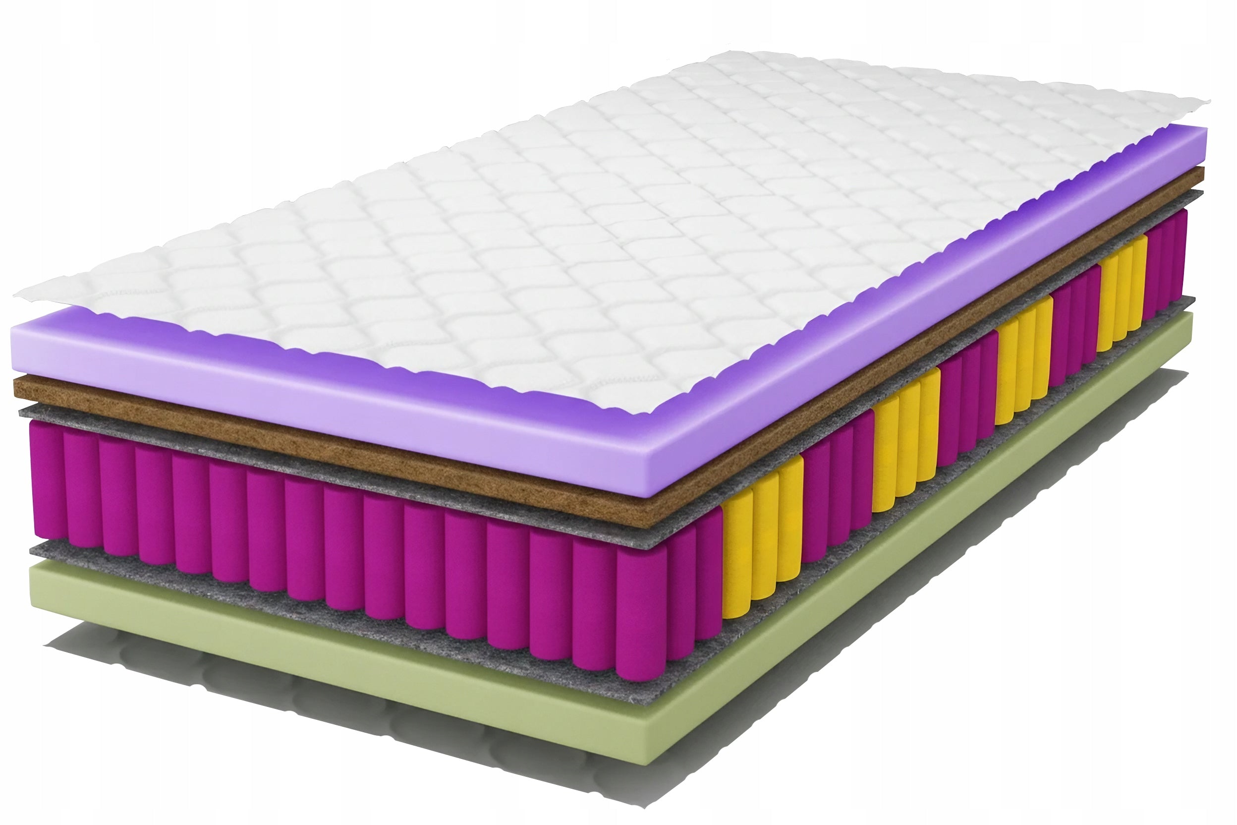 Pocket mattress TIKO 90x180 with coconut comfortable 17cm with cover H3/H4
