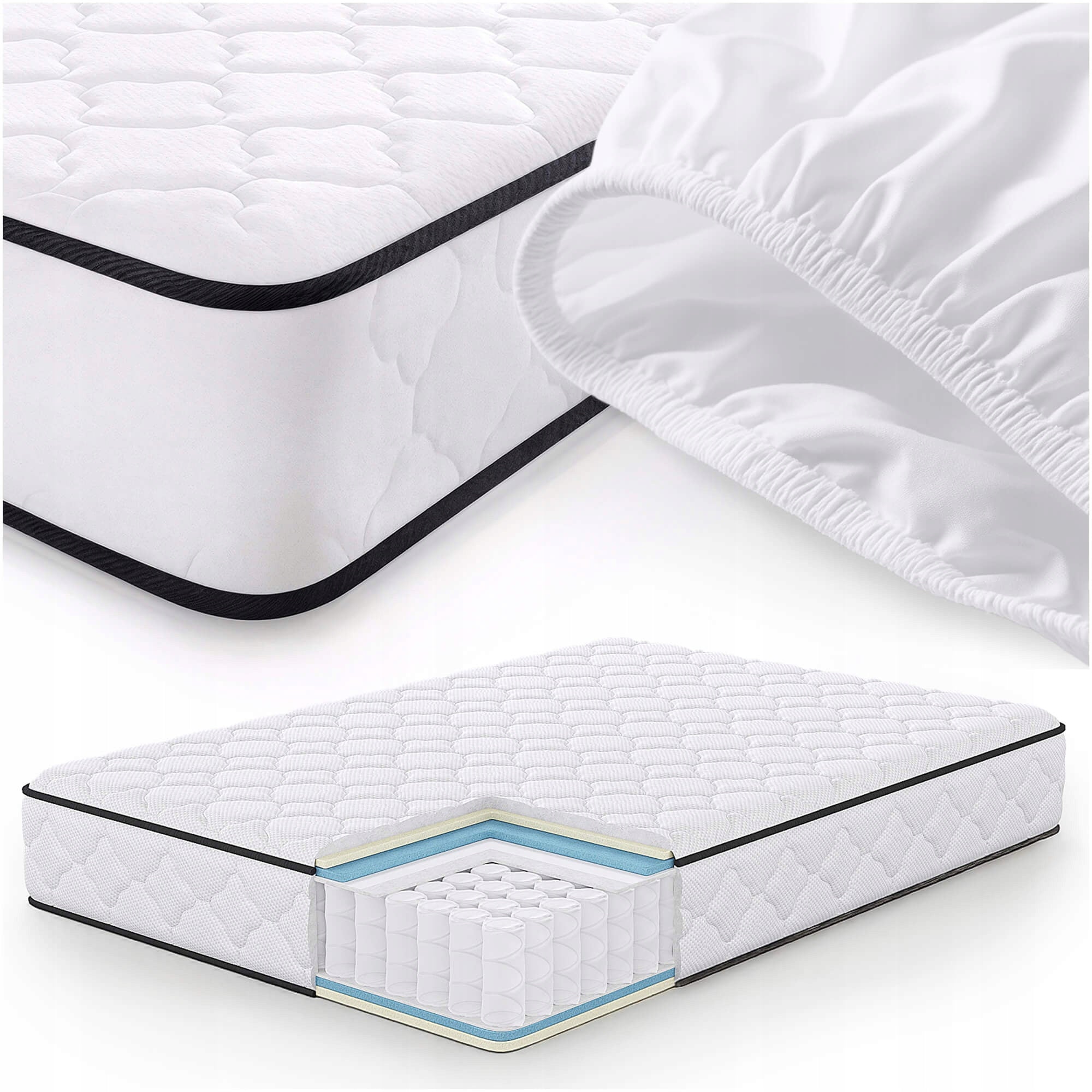Pocket spring mattress for bed 7 zones H3 140x200 cm + protector