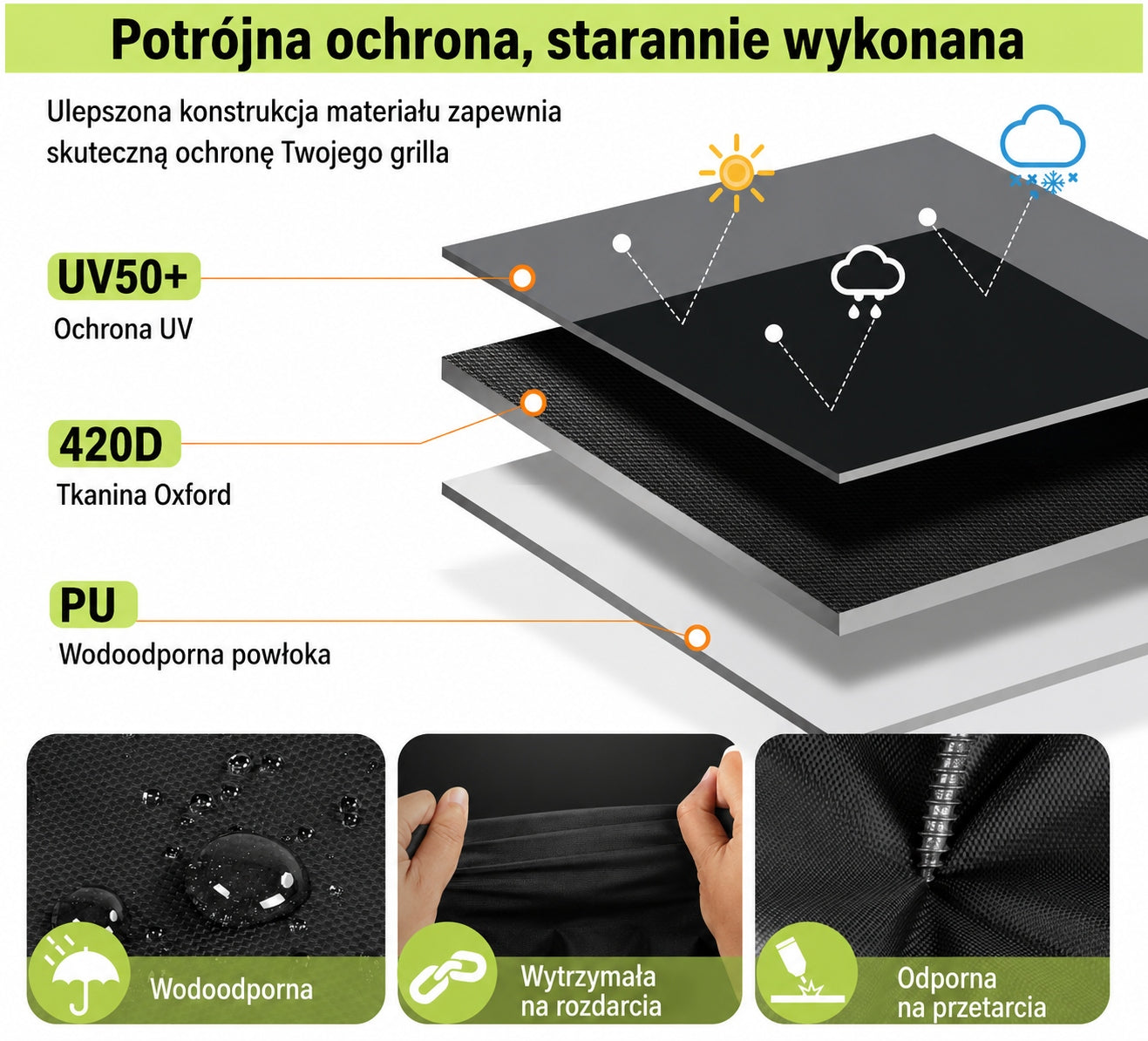 Pokrowiec na grilla 90 x 70 x 110 cm mocny wodoodporny całoroczny Manufacturer EZ