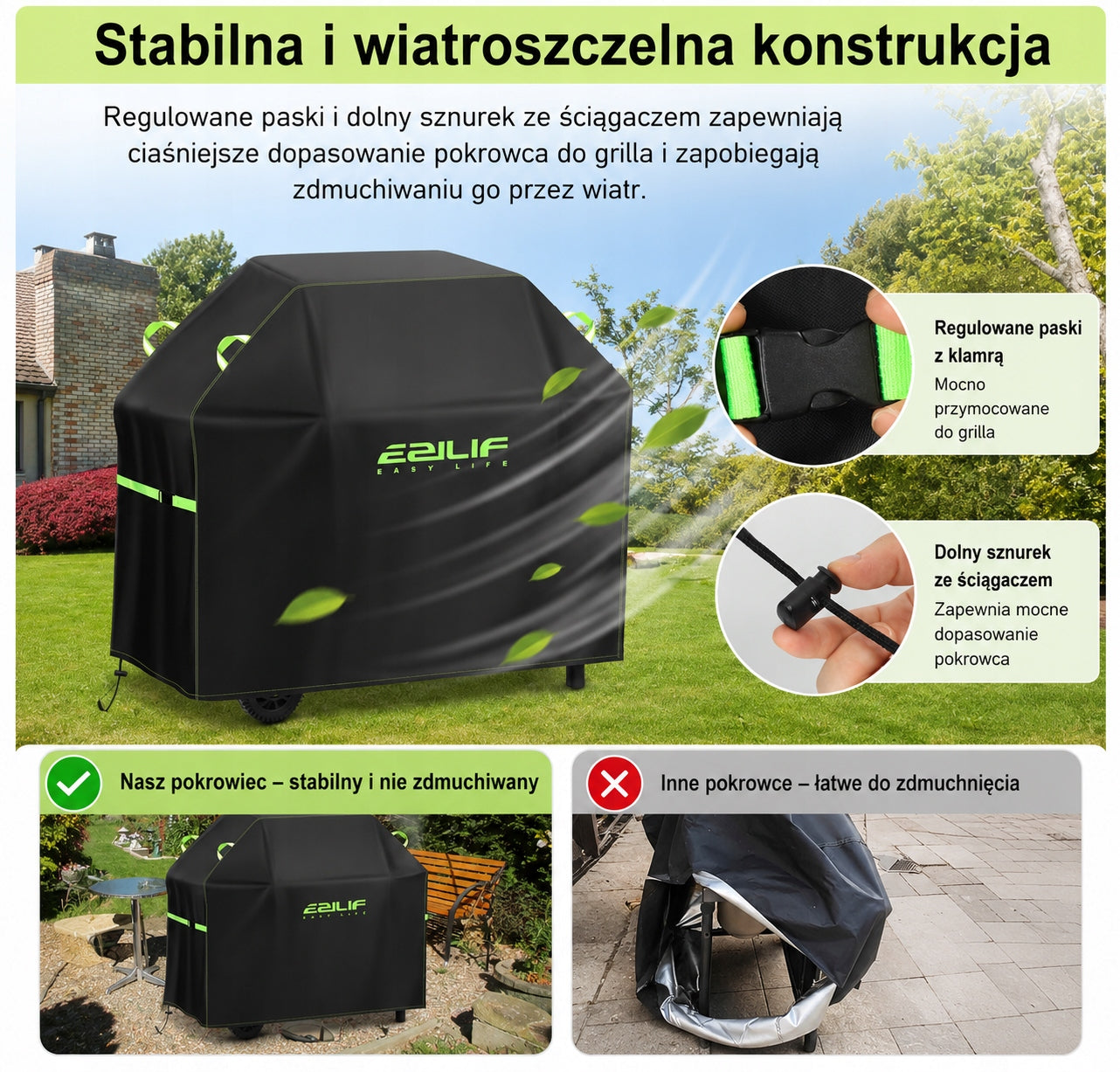 Pokrowiec na grilla 90 x 70 x 110 cm mocny wodoodporny całoroczny Manufacturer code pokrowiec na grilla, pokrowiec wodoszcze