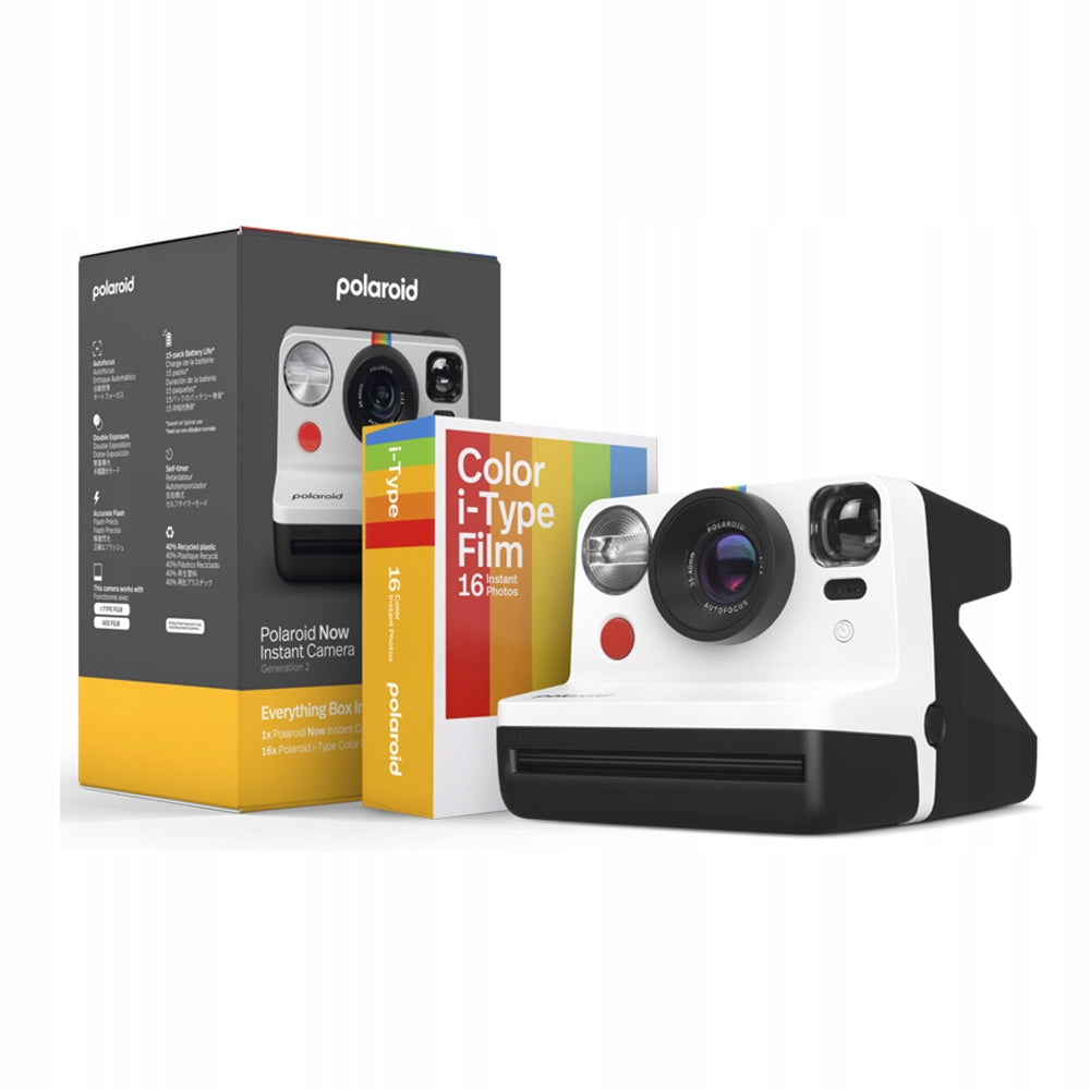 Polaroid NOW Gen 2 instant camera + 16 movies white