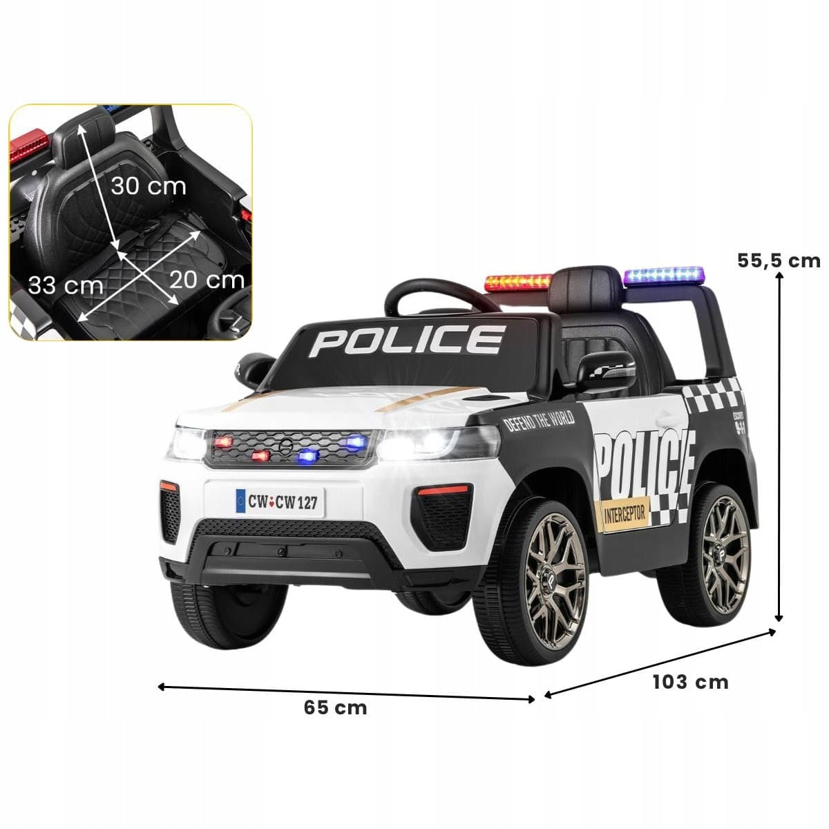 Police Car Battery Operated Electric Vehicle For Kids Brand Costway