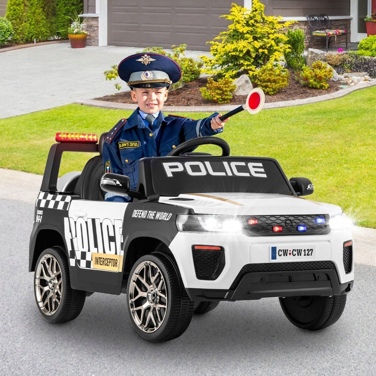 Police Car Battery Operated Electric Vehicle For Kids Color white