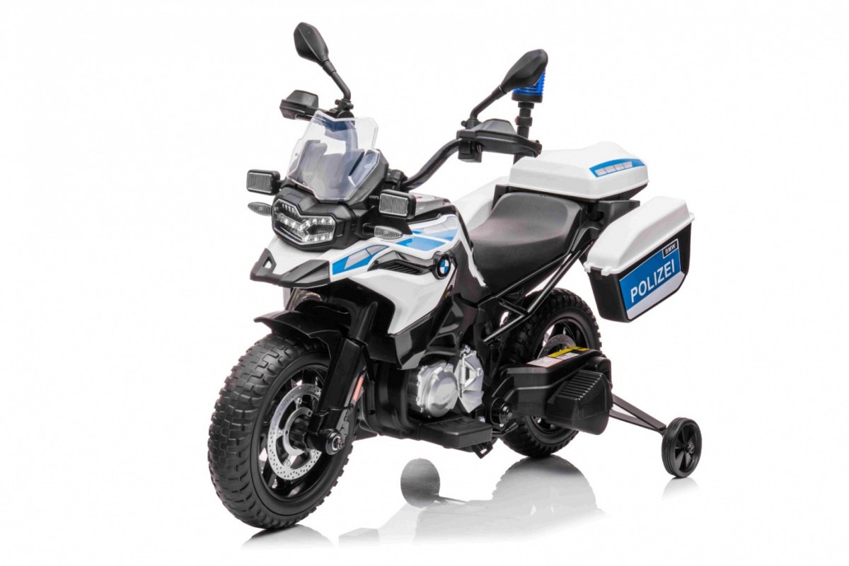 Police Motorcycle BMW F850 GS Battery Pack for Kids + Auxiliary Wheels + S