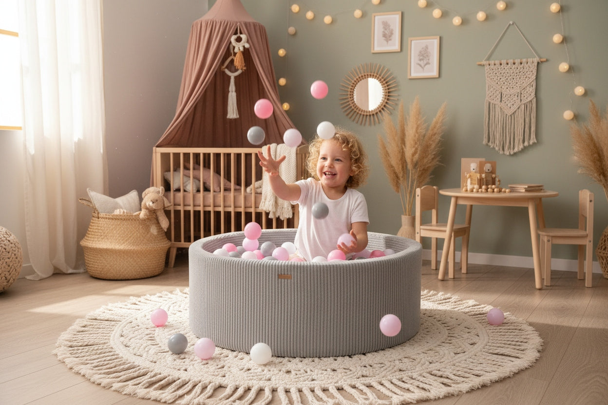 Polish DRY POOL WITH BALLS 200 PCS. 90 CM CORDUROY GIFT FOR A CHILD Brand no brand