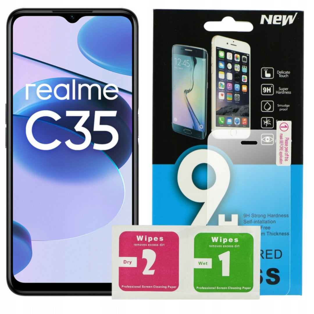 Polish Realme C35 4/64GB DualSim 5000mAh Glowing Black +glass Headphones included no