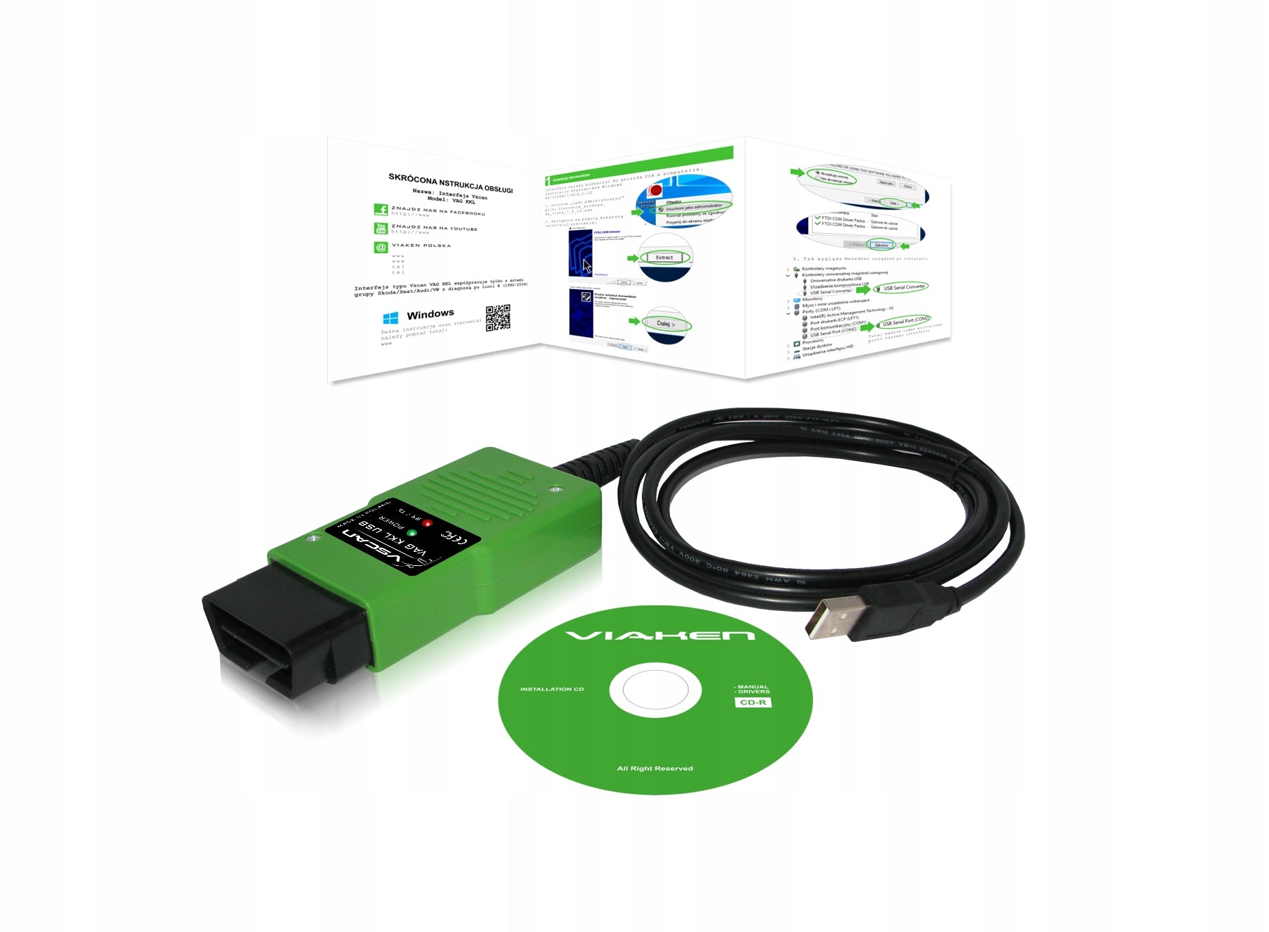 Polish USB interface VAG KKL in OBD2 PL plug