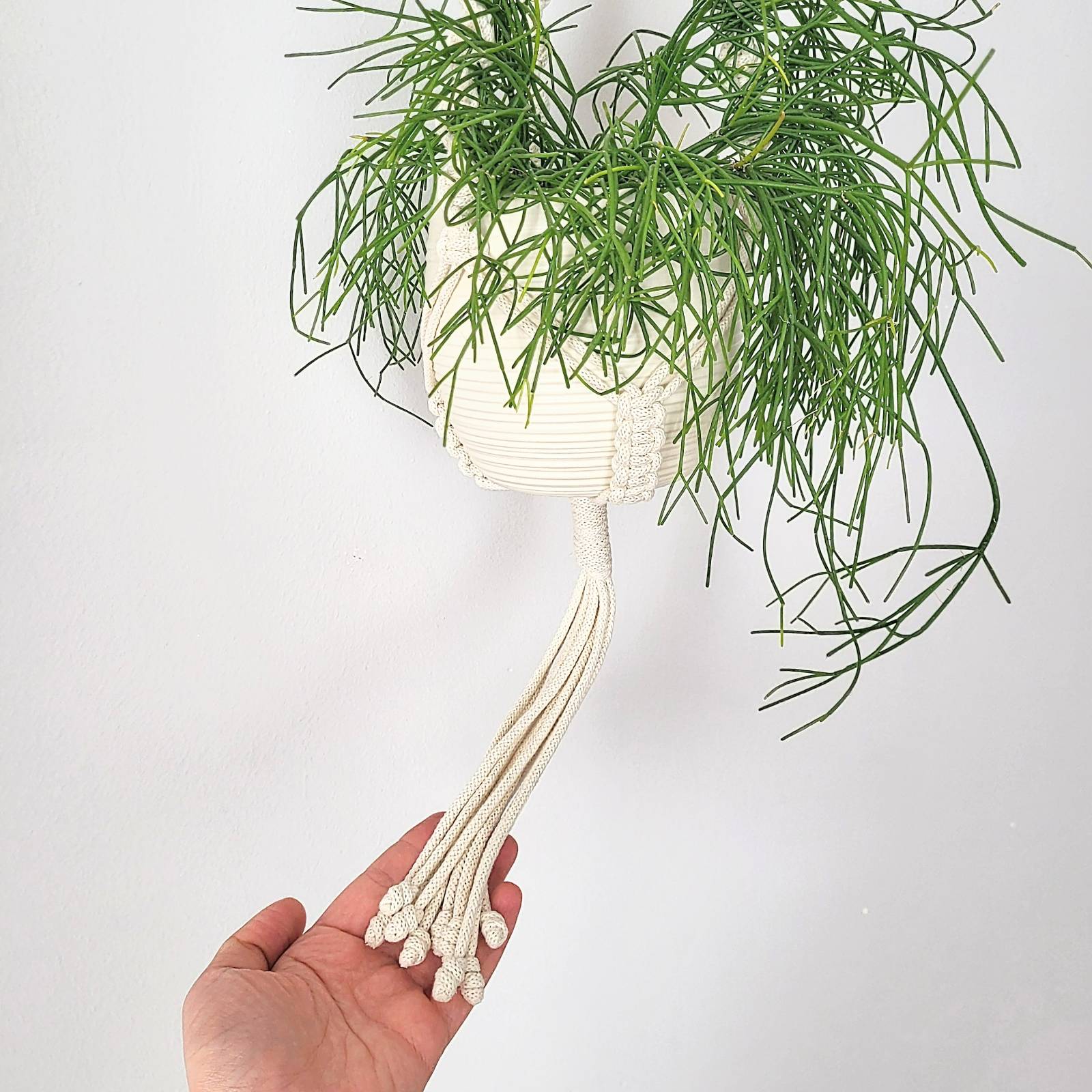 Polish strong Flowerbed made of string MACRAME HANGER FOR POT knots COLORS Color beige white black gray multicolor green