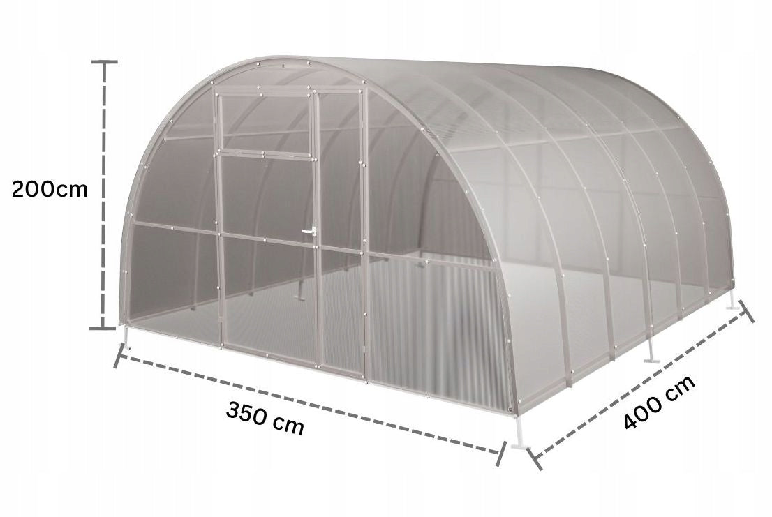Polycarbonate Greenhouse Garden Tunnel 3,5x4m Profiles 40x20 Galvanized 8mm Length 4 m