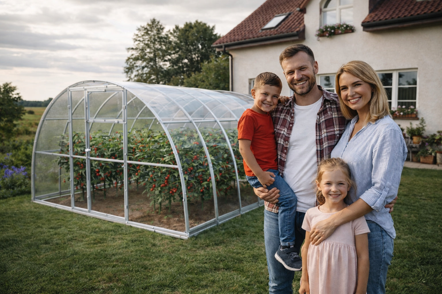 Polycarbonate Greenhouse Garden Tunnel 3,5x4m Profiles 40x20 Galvanized 8mm Manufacturer PoliGreen