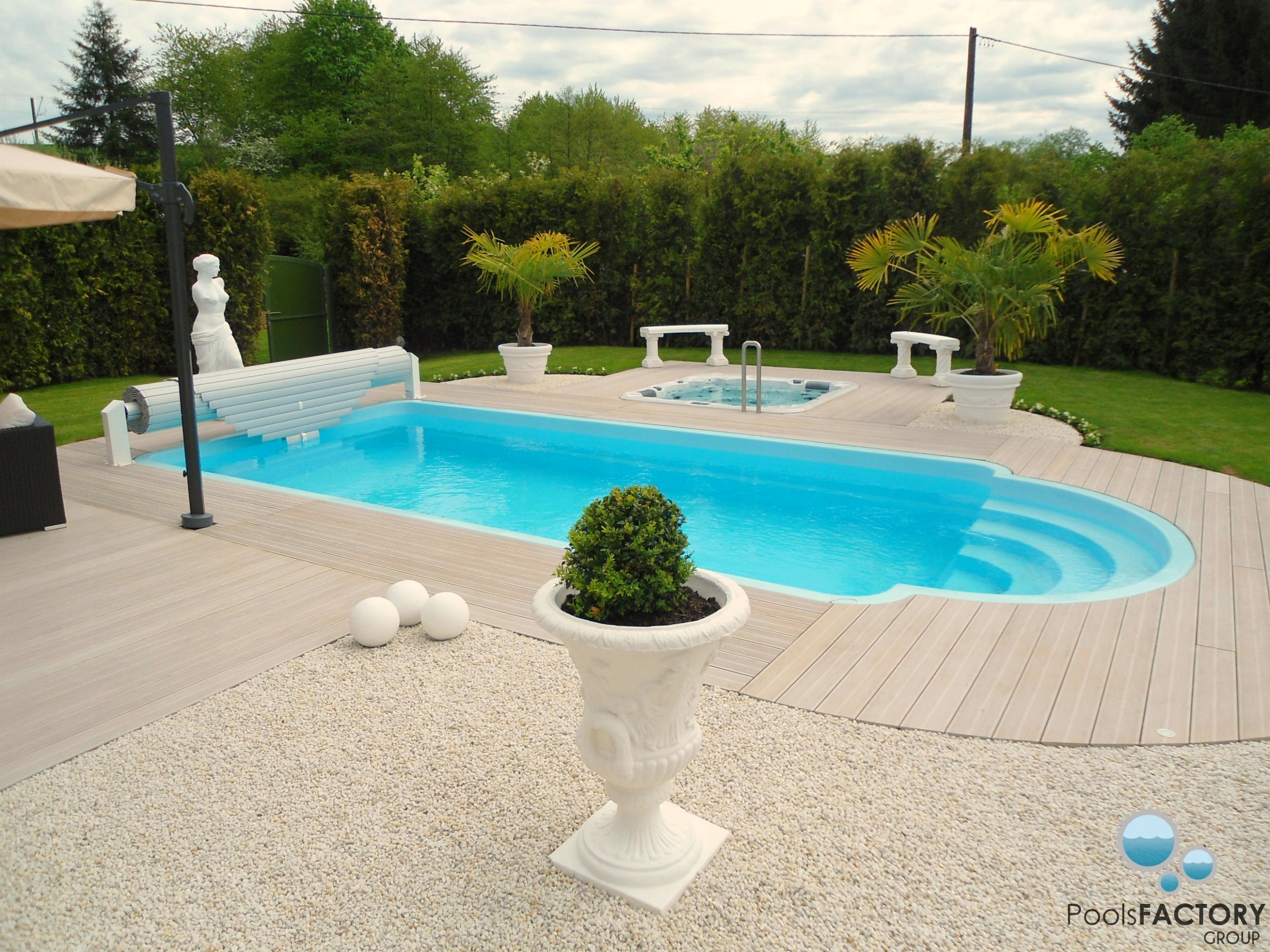 Polyester Laminate Garden Pool 7.5x3.2x1.55 Digging Pools Set Brand PoolsFACTORY GROUP