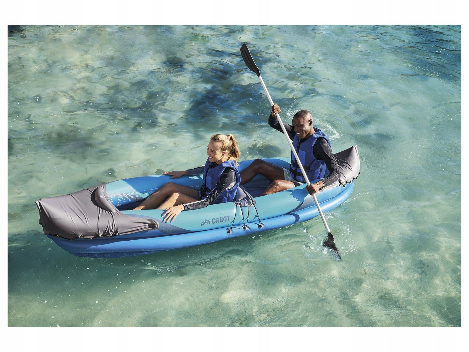 Pontoon Kayak Double Inflatable 2-Person 325cm Paddle 5 Chambers Brand Crivit