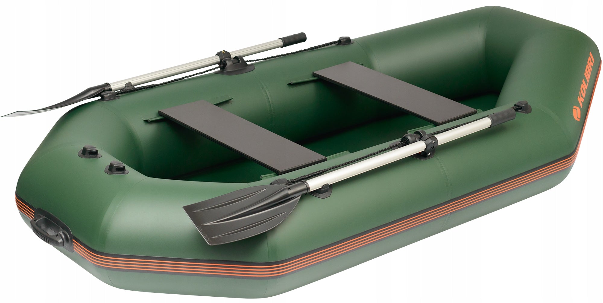 Pontoon Kolibri K-240TL with rolled floor, transom and fender bar green