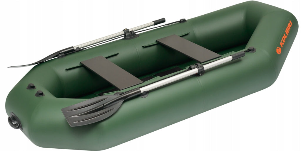 Pontoon Kolibri K-260T AD with pumped floor and transom for engine green