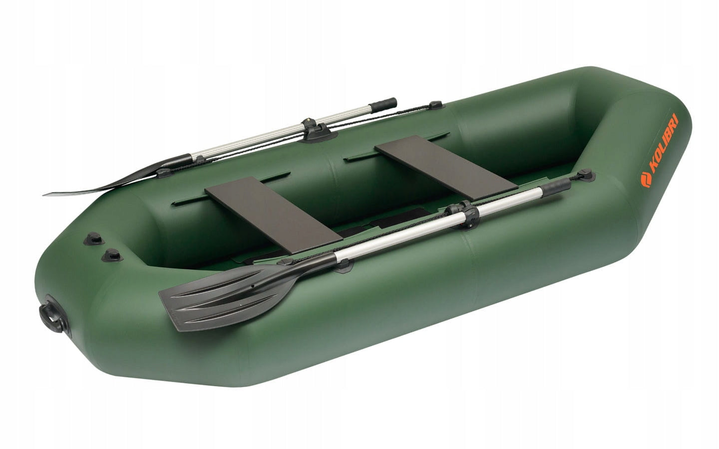 Pontoon Kolibri K-260T with rolling floor and transom for engine green