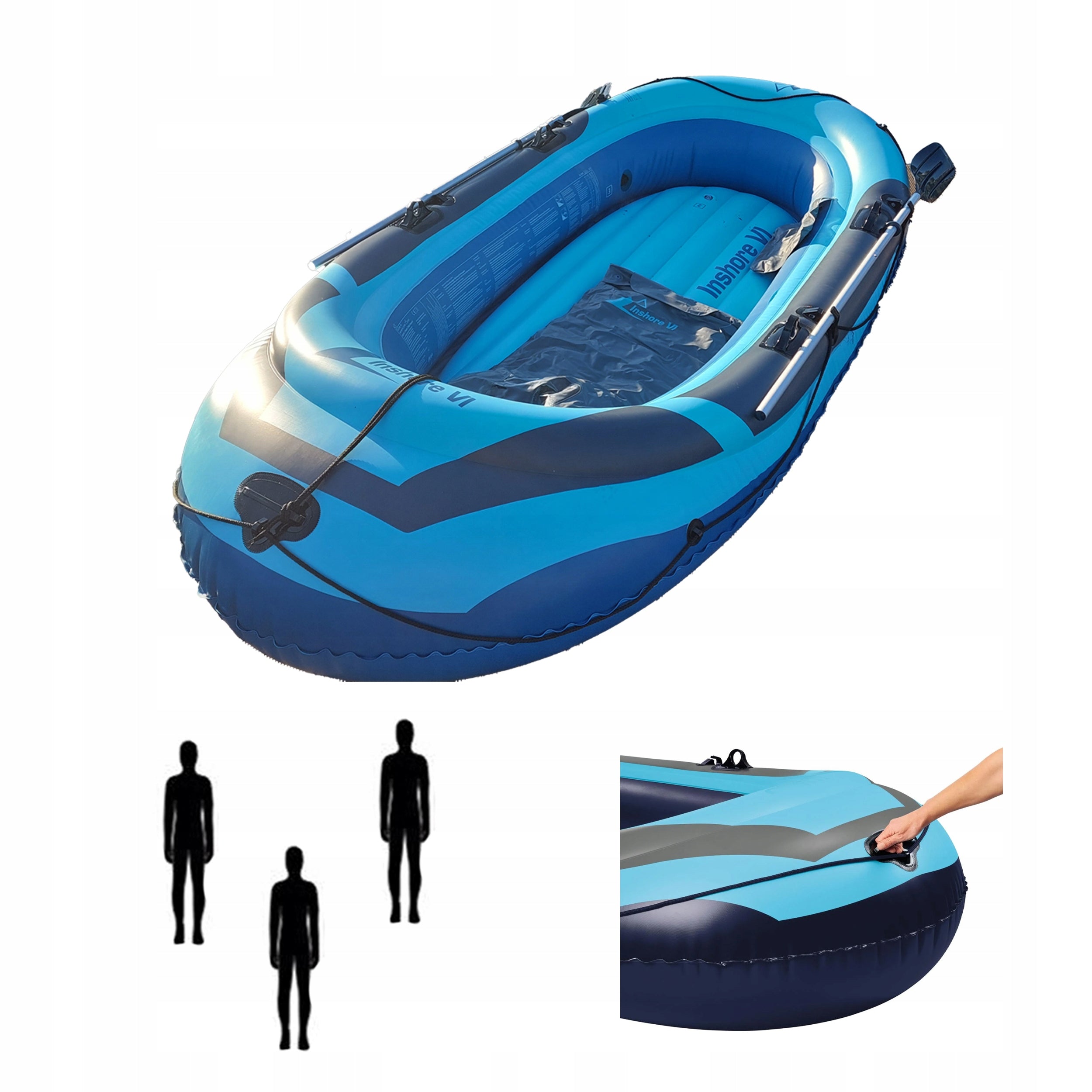 Pontoon pumped inflatable 3x chambers comfortable 3 people 272cm paddle max.260kg