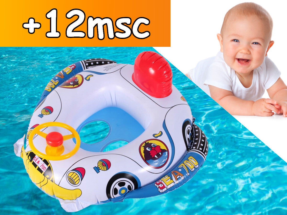 Pontoon with Steering Wheel For Baby Swimming Wheel 58x58cm Horn Length 58 cm