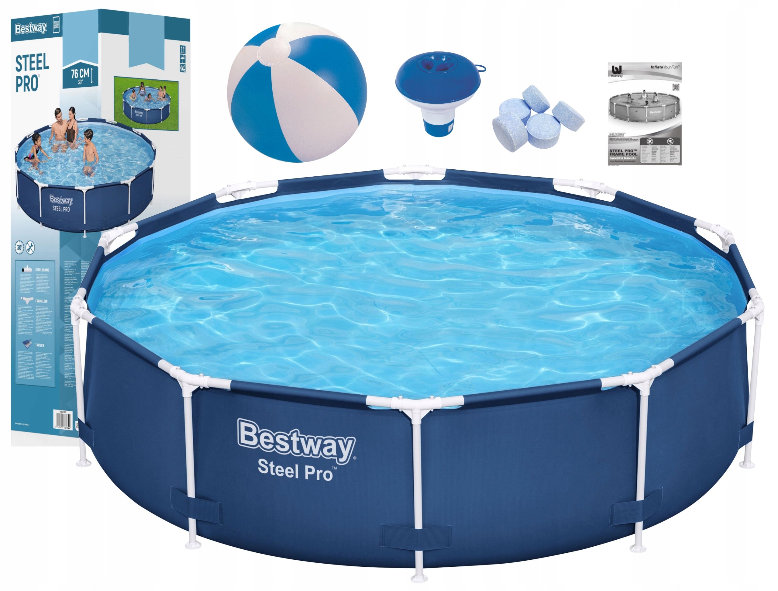 Pool Bestway 305x76 305 x 76 Steel Pro 56679 +Round Accessories