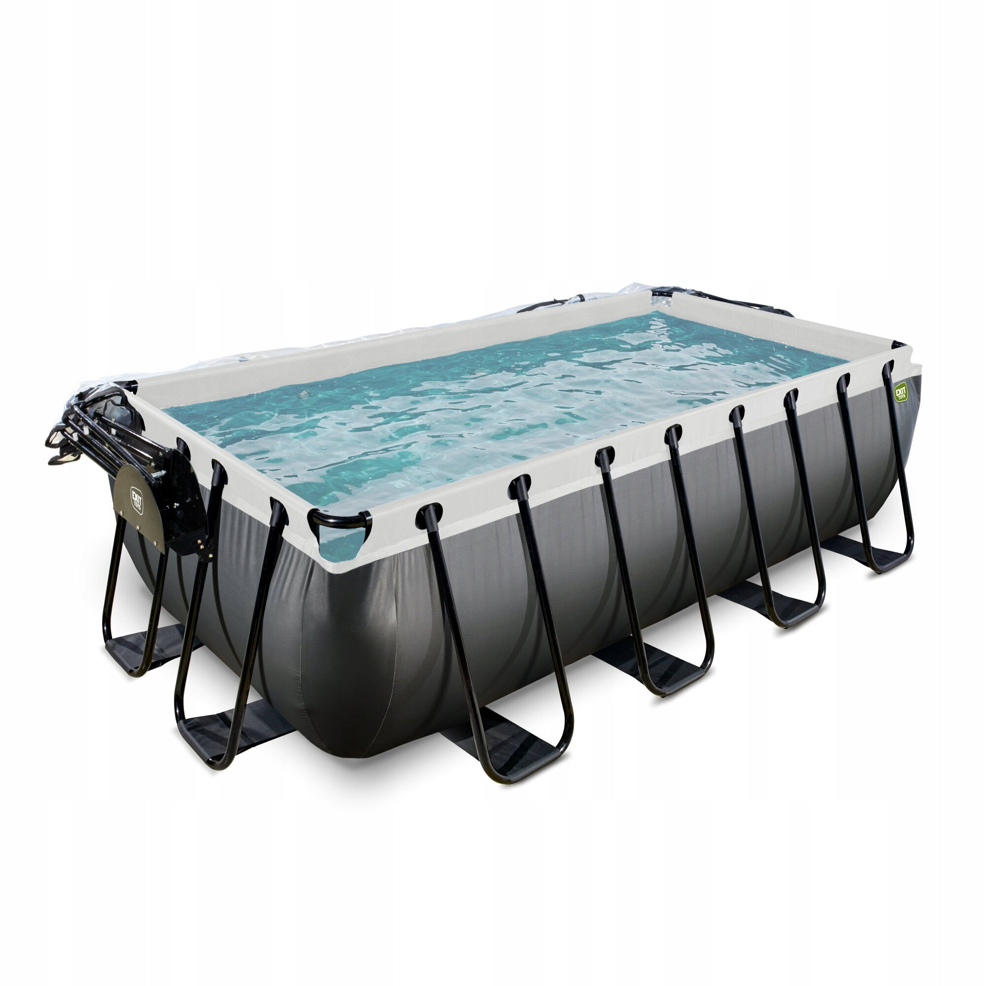 Pool Black Leather EXIT 400x200x100cm with sand filter pump and dome Height 181 cm
