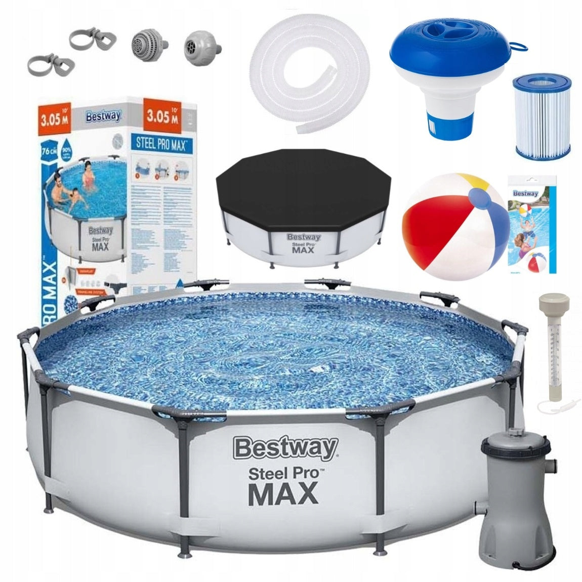 Pool Framed GARDEN Bestway 305x76 PUMP 11in1 set cover for garden