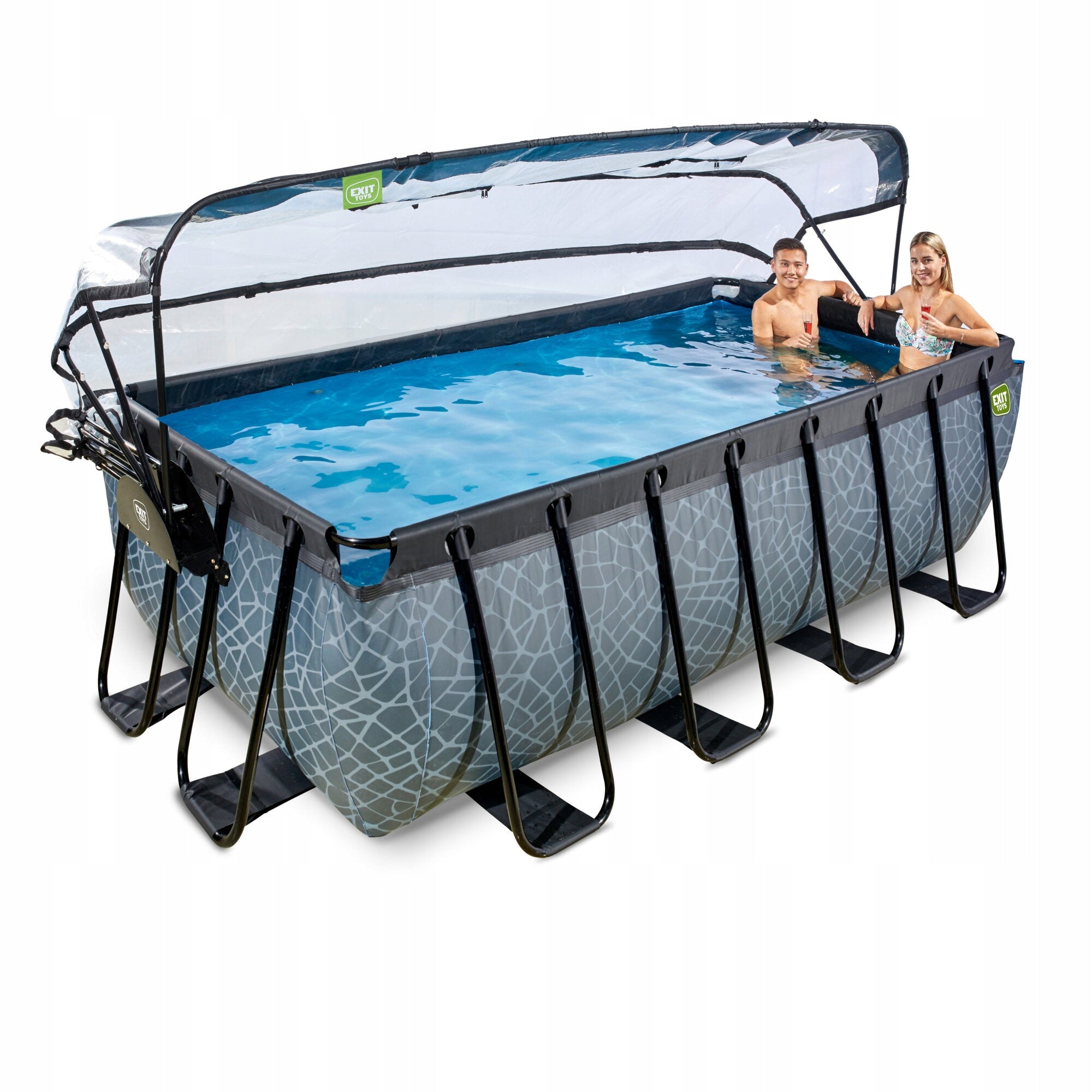 Pool Stone EXIT 400x200x122cm with sand filter pump and dome - grey Shape rectangular