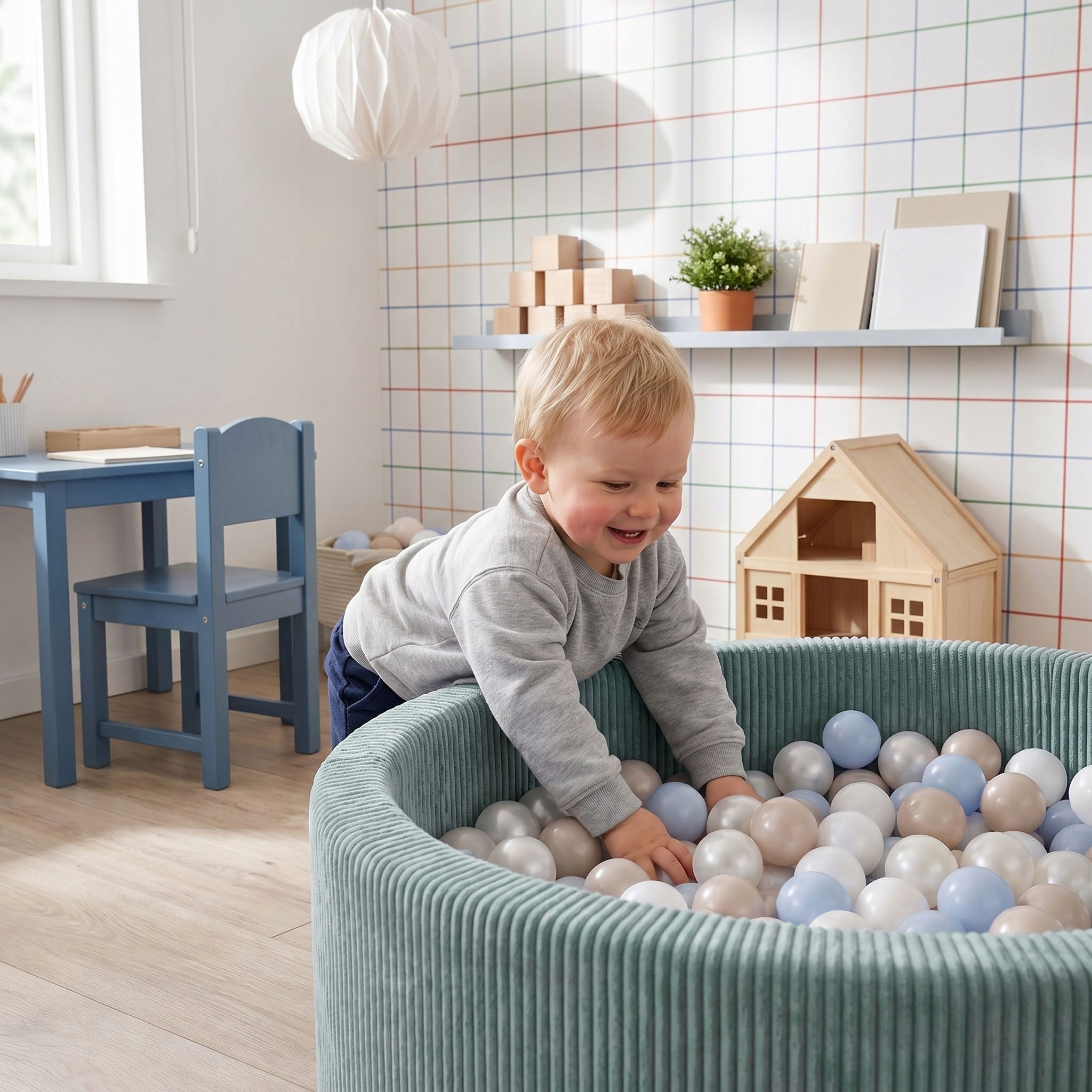 Pool with balls 90x30 cm CORDUROY 200 balls for nursery child's room Brand KiddyMoon