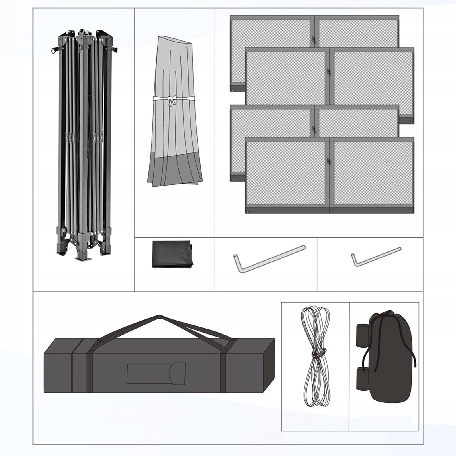 Pop Up Gazebo Canopy Tent One-Push Setup with 4 SandBags 3m*3m Number of side walls none