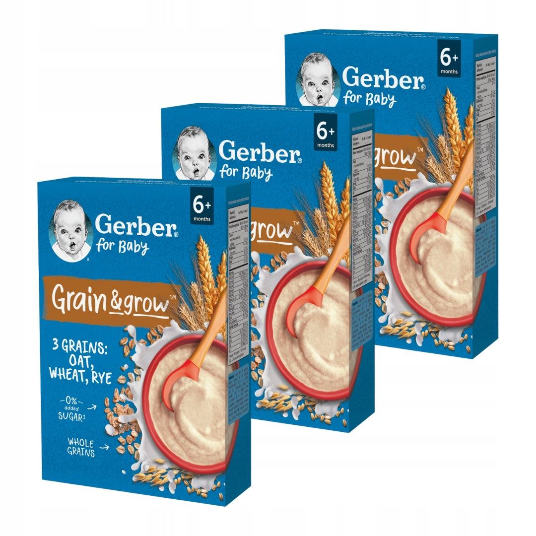 Porridge Gerber Grain & grow oat wheat milk rye 6 month 3x200 g