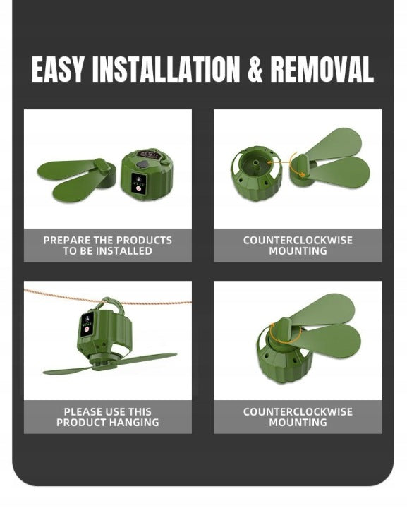 Portable 2in1 Ceiling Fan for Tent Bedroom for Camping Usb 5200 mAh Manufacturer code RC-K-1484