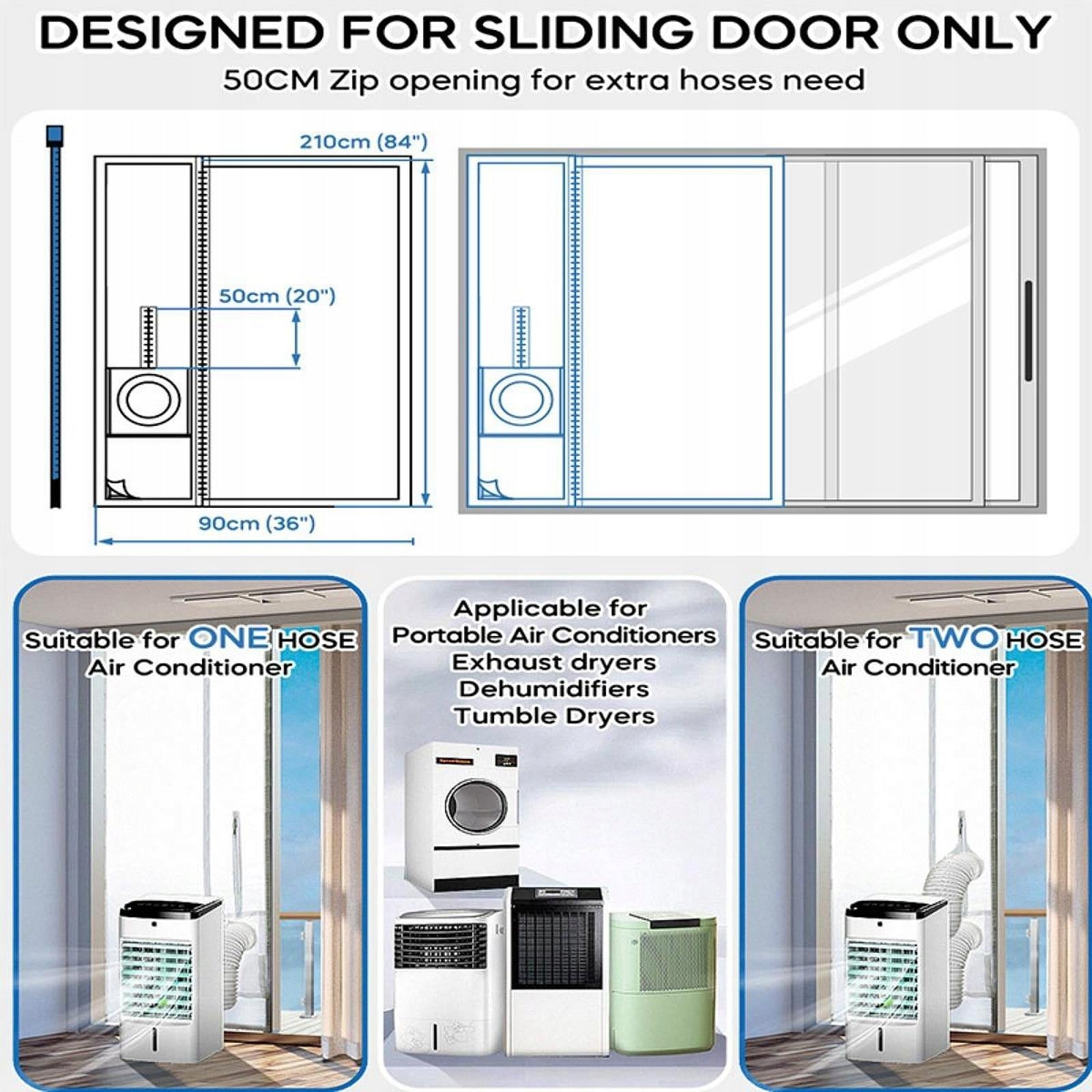 Portable AC Sliding Door Seal Kit Practical Drawstring Design 25cmx232cm Manufacturer of a medical device does not apply