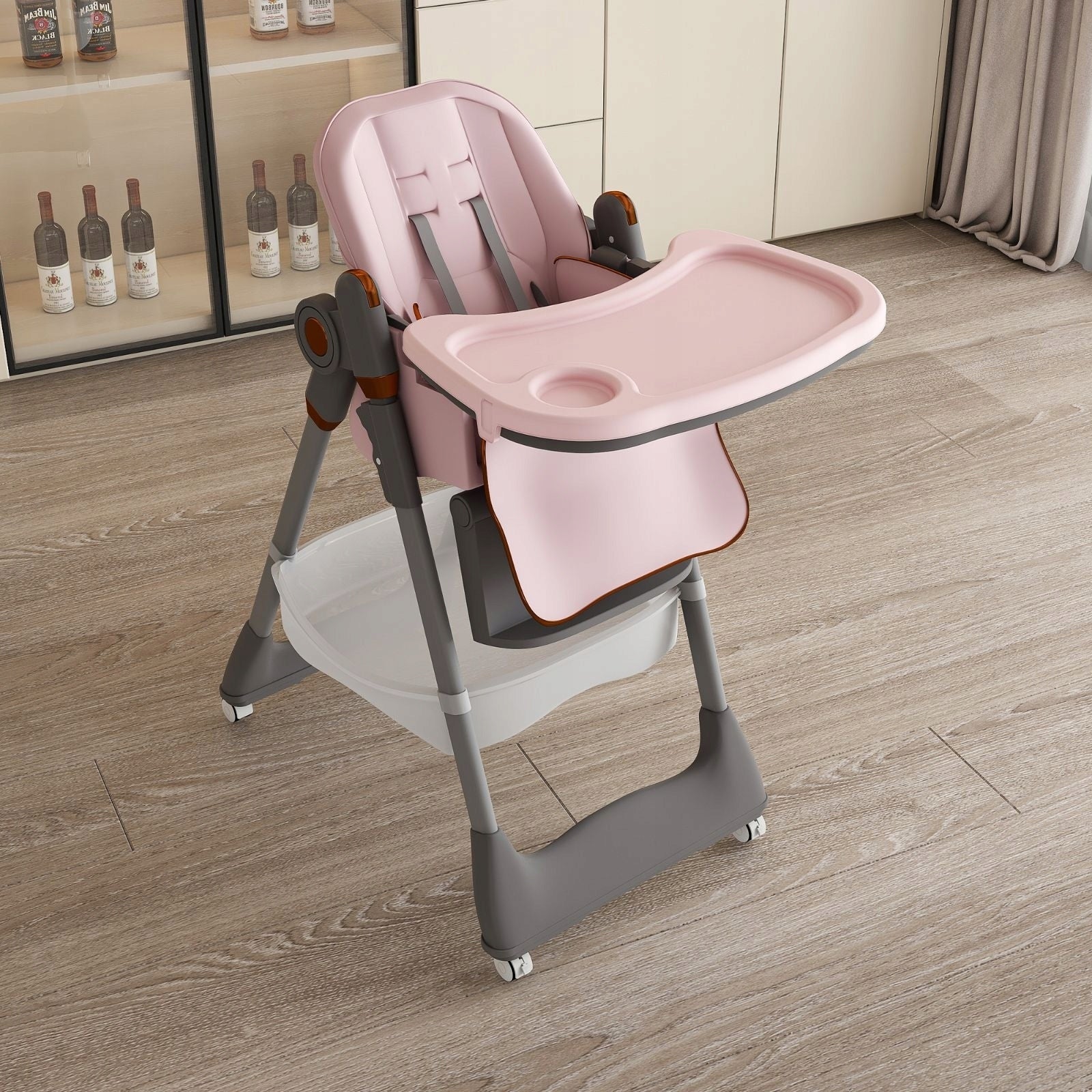 Portable Adjustable Highchair 0 to 6 Years Pink Brand no brand