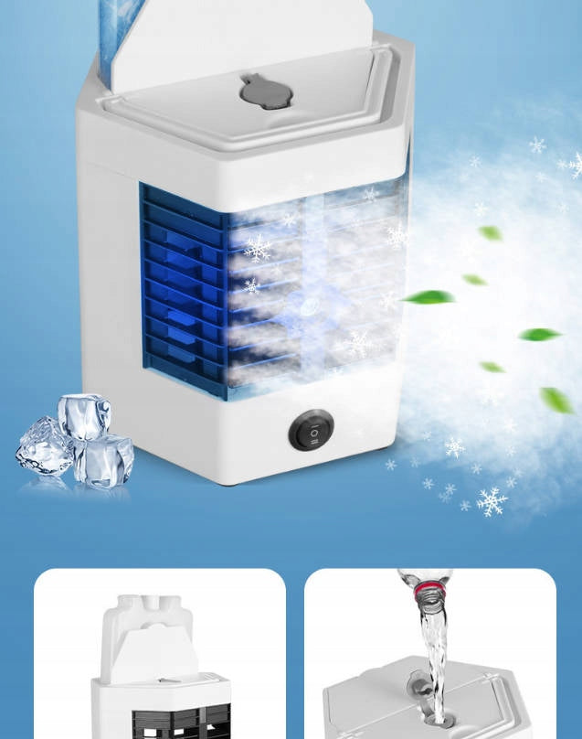 Portable Air Conditioner - 3-in-1 - Mist Fan - Humidifier - Desktop Cooler Dominant color white