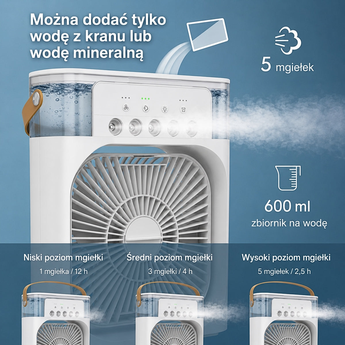 Portable Air Conditioner Desk Water Humidifier LED Aromatherapy Packaging status original